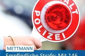 Polizei Mettmann: POL-ME: 146 km/h bei erlaubten 70: Autofahrer erwartet empfindliche Strafe - Mettmann - 2302005