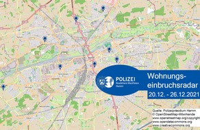 Polizeipräsidium Hamm: POL-HAM: Wohnungseinbruchsradar Hamm für die Woche vom 20. Dezember bis 26. Dezember 2021