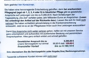 Polizeipräsidium Mittelhessen - Pressestelle Marburg-Biedenkopf: POL-MR: Marburg- Biedenkopf: Betrüger versenden Briefe- angeblicher Pflegedienst verspricht Leistungen