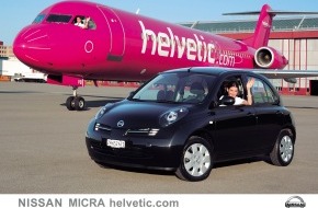 Nissan Switzerland: Nissan hebt ab - Mit der neuen Spezialversion "MICRA helvetic.com" - Autohersteller geht Partnerschaft mit Schweizer Günstig-Airline ein