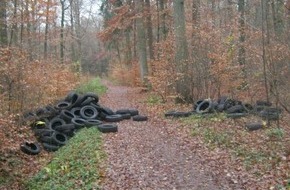 Polizeidirektion Bad Segeberg: POL-SE: Barmstedt, Pinneberger Landstraße    / Altreifen im Wald abgelagert; Polizei erbittet Hinweise