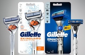 Gillette Deutschland: NEU: Produktfavoriten Gillette SkinGuard Sensitive und MACH3 Turbo jetzt mit beweglichem Klingenkopf