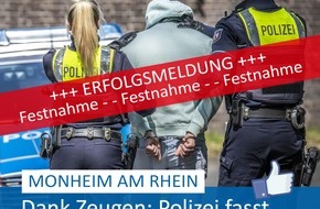 Polizei Mettmann: POL-ME: Dank aufmerksamer Zeugen: Polizei fasst mutmaßlichen Einbrecher - Monheim am Rhein - 2301016