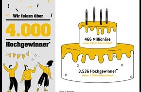 Eurojackpot: Mehr als 4.000 Hochgewinner bei Eurojackpot / Im Schnitt sechs Gewinner mit sechsstelliger Summe