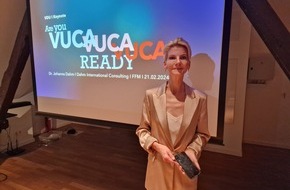 JANE UHLIG PR Kommunikation & Publikationswesen: Presse-Meldung I Dahm International Consulting I Entscheidungsexpertin Dr. Johanna Dahm auf VDU-Event: Sind Sie VUKA-ready?