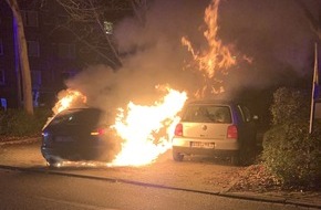 Polizeiinspektion Stade: POL-STD: Unbekannte stecken Autos in Brand - zwei Fahrzeuge total beschädigt - Polizei sucht Zeugen, Einbrecher in Ahlerstedter Hofbäckerei