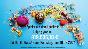 Sächsische Lotto-GmbH: Lotto-Sechser im Landkreis Leipzig: Karnevalsfreude mit 819.535 Euro