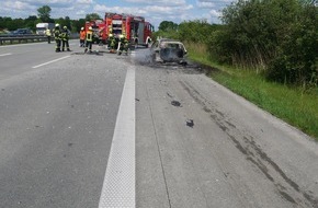 Polizeiinspektion Rotenburg: POL-ROW: PKW-Brand auf der A1, Hansalinie kurzzeitig voll gesperrt