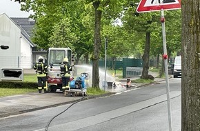 Feuerwehr Dinslaken: FW Dinslaken: Feuerwehr beseitigt Gefahr durch brennende Gasflasche