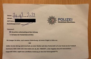 Polizei Dortmund: POL-DO: Aktuelle Betrugsmasche: Falsche Zahlungsaufforderungen an Autos aufgetaucht - Polizei warnt