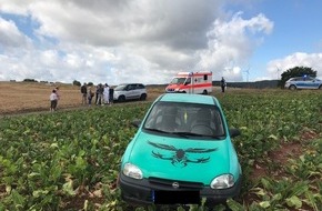 Polizeidirektion Kaiserslautern: POL-PDKL: Unfall mit glimpflichem Ausgang, Verursacher flüchtig