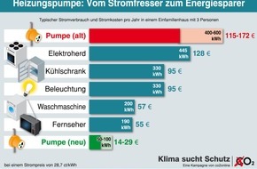 co2online gGmbH: Stromkosten: Alte Heizungspumpen verbrauchen so viel wie Fernseher und Waschmaschine zusammen / Sparpotenzial von 120 Euro jährlich (FOTO)