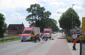 Polizeiinspektion Oldenburg-Stadt / Ammerland: POL-OL: ++ Augustfehn : Verkehrsunfall mit verletzten Motorradfahrer ++