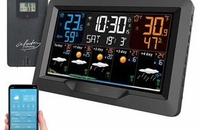 PEARL GmbH: infactory Internet-Funk-Wetterstation FWS-900, UV-Index- & Wettertrend, Außensensor, App: Über das aktuelle und kommende Wetter informiert sein