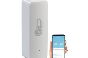 PEARL GmbH: Luminea Home Control WLAN- oder ZigBee-Temperatur- & Luftfeuchtigkeits-Sensoren mit App & Sprachsteuerung