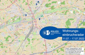 Polizeipräsidium Hamm: POL-HAM: Wohnungseinbruchsradar Hamm für die Woche vom 11. Juli bis 17. Juli 2022