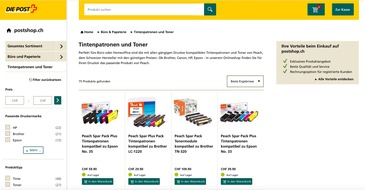 3T Supplies AG: Schweizer Post und Peach halbieren die Druckkosten / Preisgünstige Angebote für Tinte und Toner jetzt im Post Online-Shop erhältlich