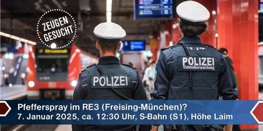 Bundespolizeidirektion München: Bundespolizeidirektion München: Zeugenaufruf: Pfefferspray im Zug