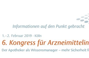 ADKA Bundesverband Deutscher Krankenhausapotheker: 6. Kongress für Arzneimittelinformation am 1./2. Februar 2019 in Köln