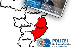 Polizei Mettmann: POL-ME: Halbzeitstand 1:0 in der "Gruitener Aktionswoche versus Falsche Polizeibeamte" - Haan-Gruiten/Kreis Mettmann - 1910034