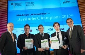 Deutsche Gründer- und Unternehmertage (deGUT): Start-ups aus Bayern, Saarland und Thüringen sind Bundessieger des Wettbewerbs KfW-Award "Unternehmen" - GründerChampions 2012 (BILD)