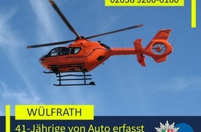 Polizei Mettmann: POL-ME: 41-j&auml;hrige Fu&szlig;g&auml;ngerin von Auto angefahren und lebensgef&auml;hrlich verletzt - 2610008