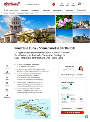 Eberhardt TRAVEL präsentiert neue Website