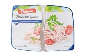 Lidl: Der Hersteller Hans Adler OHG informiert über einen Warenrückruf des Produktes "Dulano Delikatess Lyoner, in Streifen geschnitten, 2 x 200 g".