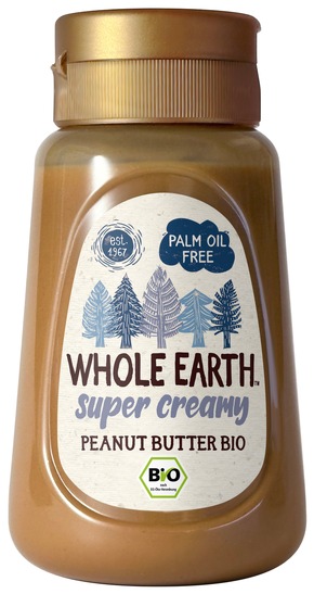 Presseinfo: Whole Earth launcht  in praktischer Dosierflasche Bio-Peanut Butter „Super Creamy”