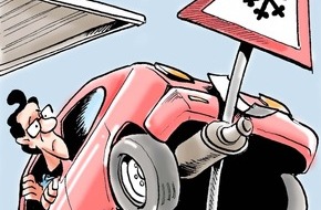 Bundesgeschäftsstelle Landesbausparkassen (LBS): Kurzer Ausflug - Beim Rückwärtsfahren aus der Garage auf Eisplatte weggerutscht (FOTO)