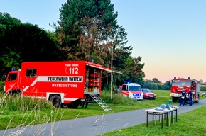 FW-BO: Schwimmer entdecken PKW in der Ruhr - Abendlicher Feuerwehreinsatz in Stiepel