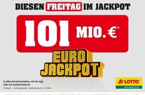 Sächsische Lotto-GmbH: Prall gefüllte Jackpots zum Jahreswechsel: 101 Mio. Euro bei Eurojackpot, 41 Mio. Euro bei LOTTO 6aus49
