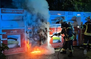 Freiwillige Feuerwehr der Stadt Goch: FF Goch: Altkleider-Container in Flammen