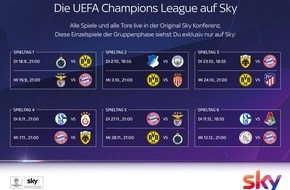 Sky Deutschland: Europäische Fußballfeste in der neuen UEFA Champions League exklusiv bei Sky: die Auftaktspiele des BVB in Brügge und des FC Bayern bei Benfica Lissabon live nur bei Sky