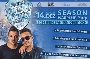 Bergbahnen Hindelang-Oberjoch AG: Medieneinladung zum Saisonstart im Skigebiet Oberjoch am 13./14. Dezember - Auftakt am Freitag, Ski-Opening am Samstag, ab 15 Uhr mit den Lamas