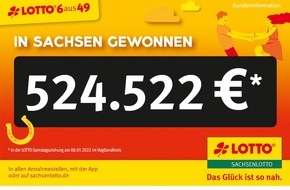Sächsische Lotto-GmbH: Erneuter Spitzengewinn in Sachsen: "6 Richtige“ bringen 524.522 Euro ins Vogtland