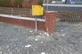 Polizei Wolfsburg: POL-WOB: Unbekannte sprengen mit Pyrotechnik einen Postbriefkasten in Saalsdorf. Zweugenaufruf der Polizeistation Velpke.