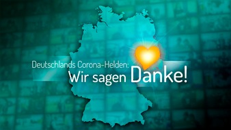 SAT.1: Zusammenrücken trotz Mindestabstand. "Deutschlands Corona-Helden: Wir sagen Danke!" am Montag, 20. April 2020, um 20:15 Uhr in SAT.1