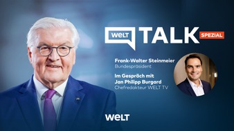 PREMIUM-Gruppe GmbH: Bundespräsident Frank-Walter Steinmeier live im "WELT TALK Spezial" mit TV-Chefredakteur Jan Philipp Burgard/ Mittwoch, 14. Juni, um 12.45 Uhr auf WELT TV