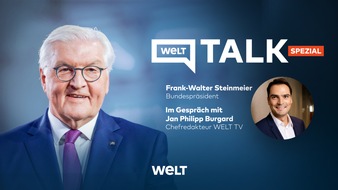 WELT Nachrichtensender: Bundespräsident Frank-Walter Steinmeier live im "WELT TALK Spezial" mit TV-Chefredakteur Jan Philipp Burgard/ Mittwoch, 14. Juni, um 12.45 Uhr auf WELT TV