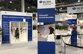 BG BAU Berufsgenossenschaft der Bauwirtschaft: Auf der A+A ins Gespräch kommen: am Gemeinschaftsstand der Berufsgenossenschaften und Unfallkassen in Halle 10 an Stand D59 / Mitmachen, mitreden und wirksamen Arbeitsschutz digital erleben