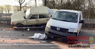 Feuerwehr Recklinghausen: FW-RE: Schwerer Verkehrsunfall auf der BAB 43 - vier Verletzte, davon eine Person mit lebensbedrohlichen Verletzungen