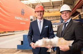 Hapag-Lloyd Cruises: Stahlschnitt der HANSEATIC inspiration: Hapag-Lloyd Cruises feiert Baubeginn des zweiten Expeditionsschiffes