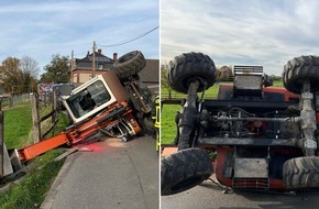 Polizei Duisburg: POL-DU: Baerl: Bagger umgekippt - Fahrer leicht verletzt