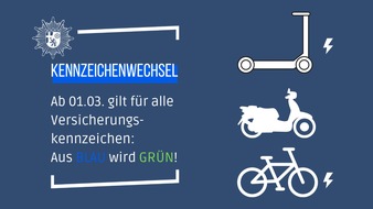 Polizeipräsidium Rheinpfalz: POL-PPRP: Neue Versicherungskennzeichen ab 01.03.