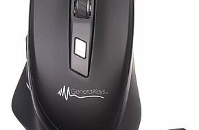 PEARL GmbH: Arbeiten und Spielen ohne nervige Klick-Geräusche: GeneralKeys Optische Silent-Funk-Maus mit Akku FM-1650, Nano-Receiver, bis 1.600 dpi