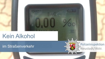 Polizeidirektion Neustadt/Weinstraße: POL-PDNW: Unter Alkoholeinfluß Fahrzeug geführt