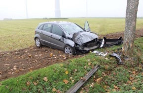 Polizei Düren: POL-DN: Frontalzusammenstoß mit Baum: 87-Jähriger schwer verletzt