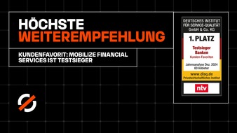 Mobilize Financial Services, eine Marke der RCI Banque S.A. Niederlassung Deutschland: Höchste Weiterempfehlung: Mobilize Financial Services ist Banken-Testsieger