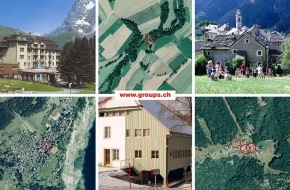 CONTACT groups.ch: Satellitenkarten mit Zoom erleichtern die Hotel-Buchung: Auf http://www.groups.ch überprüft der Gast sein Ferienziel aus der Luft